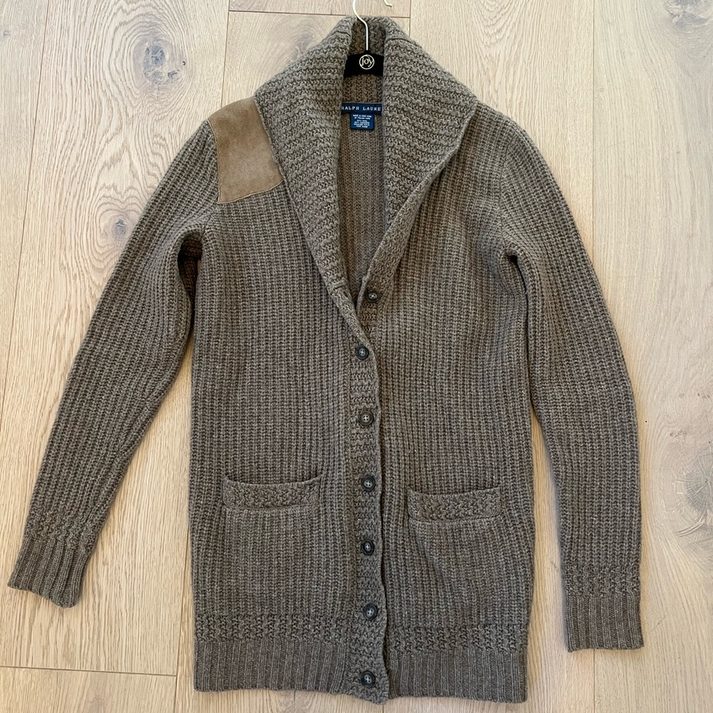 Ralph Lauren Brown Wool Cardigan Sweater